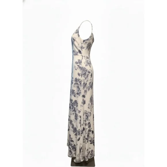 B Smart Juniors 9 Beige Blue Floral Maxi Dress - Picture 7 of 10